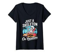 Donna Cute Summerween Ghost Funny Beach Halloween Maglietta con Collo a V
