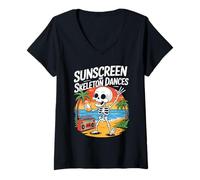 Donna Cute Summerween Ghost Funny Beach Halloween Maglietta con Collo a V