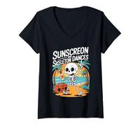 Donna Cute Summerween Ghost Funny Beach Halloween Maglietta con Collo a V