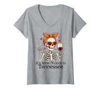 Donna Cute Women's It's Wine O'clock in Tennessee Maglietta con Collo a V