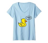 Donna Cute Yellow Duck Cartoon Novelty Graphic Tees & Cool Designs Maglietta con Collo a V