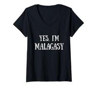 Donna Cute Yes, I'm Malagasy Madagascar Antananarivo Maglietta con Collo a V