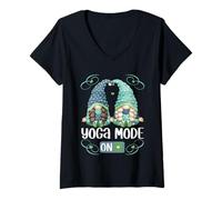 Donna Cute Yoga Gnomes for Women And Hippie Mom Summer Mode On Maglietta con Collo a V
