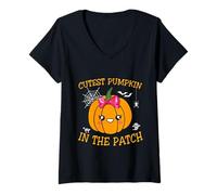 Donna Cutest Pumpkin in The Patch Bambini Ragazze Halloween Zucca Maglietta con Collo a V