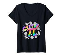Donna Cutie Pi Arcobaleno Design Con Farfalle Maglietta con Collo a V