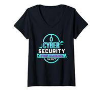 Donna Cyber Security Awareness Divertente IT PRO Stop Clic Citazione Maglietta con Collo a V