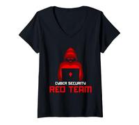 Donna Cyber Security Red Team Analista Blocco Infosec Design Maglietta con Collo a V