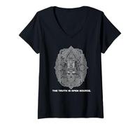 Donna Cybernetic Archive Blueprint - The Truth IS Open Source Maglietta con Collo a V