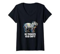 Donna Cyberpunk Glitch Vaporwave No Thoughts Empty Capybara Vibes Maglietta con Collo a V