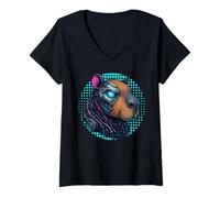 Donna Cyborg Cyberpunk Capybara Cybernetic per Ragazzi Uomini Bambini Maglietta con Collo a V