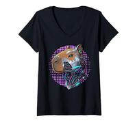 Donna Cyborg Cyberpunk Capybara Cybernetic per Uomini Donne Bambini Maglietta con Collo a V