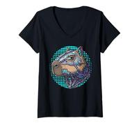 Donna Cyborg Cyberpunk Capybara Cybernetic per Uomini Ragazzi Bambini Maglietta con Collo a V