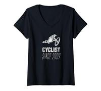 Donna Cyclist Since 2009 Bicicletta in Salto Maglietta con Collo a V