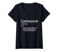 Donna Cypherpunk Definizione Elite Crypto Hacker Crittografia OPSEC Maglietta con Collo a V