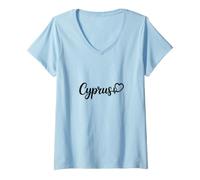 Donna Cyprus Battito Cardiaco Cipro Maglietta con Collo a V