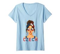 Donna Czech Girl Czech Republic Flag Czech Girlfriend Wife Maglietta con Collo a V