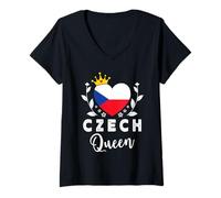 Donna Czech Queen Czech Republic Flag Proud Czech Woman Maglietta con Collo a V