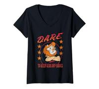 Donna D.A.R.E. Daren The Lion with Stars Keep Kids off Drugs PSA Maglietta con Collo a V