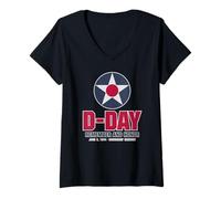 Donna D-Day US Roundel Ricorda e onora le spiagge della Normandia Maglietta con Collo a V