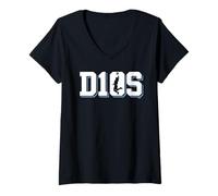 Donna D10S Diego Maradona Retro Mano di Dio Calcio Maglietta con Collo a V