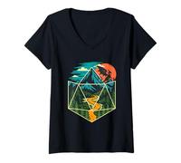 Donna D20 Dice World - Rpg Giochi da Tavolo D20 da Tavolo Maglietta con Collo a V