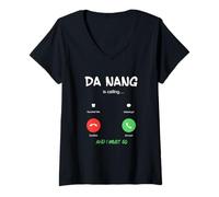 Donna da Nang Chiama e Devo Andare in Vietnam in Viaggio Maglietta con Collo a V