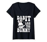 Donna Dab It Like The Bunny Easter Dabbing Funny Rabbit Lovers Maglietta con Collo a V