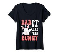 Donna Dab It Like The Bunny Easter Dabbing Funny Rabbit Lovers Maglietta con Collo a V