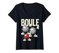 Donna Dabbing Boule Boule Boulesport Boule Maglietta con Collo a V