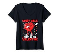 Donna Dabbing Cuore Sorry Ragazze Mamma è Il Mio San Valentino Dance Fan Bambini Maglietta con Collo a V