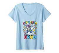 Donna Dabbing Easter Bunny Bruh - Divertente Vacanza Primaverile per Bambini Maglietta con Collo a V