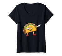 Donna Dabbing Taco - Cibo Messicano per Amanti dei Taco Cinco de Mayo Maglietta con Collo a V