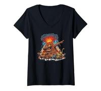 Donna Dabbing Volcano Geography Volcanologist Scary Dinosaur Maglietta con Collo a V