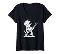 Donna Dachshund-Dog Banjo Suonatore di Banjo Country-Music Banjo Maglietta con Collo a V
