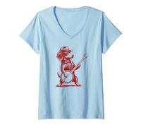 Donna Dachshund-Dog Banjo Suonatore di Banjo Country-Music Banjo Maglietta con Collo a V