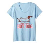 Donna Dachshund That's One Hot Dog Fun Art Maglietta con Collo a V