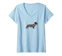 Donna Dachshund Wire haired Wiener Dog Love Cute Dachshund Dog Maglietta con Collo a V