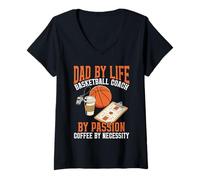 Donna Dad By Life Design Coach di Passion Coffee Lover Maglietta con Collo a V