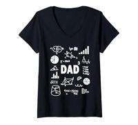 Donna Dad Cubed Three Times Dad Math Third Power Father Maglietta con Collo a V