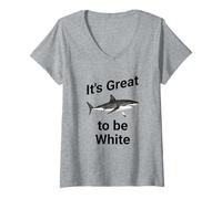 Donna Dad Joke, It's Great to be White, Funny White Shark Maglietta con Collo a V