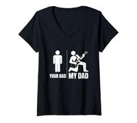 Donna Dad Jokes Funny Guitar Fathers Day Guitar Musician Guitarist Maglietta con Collo a V