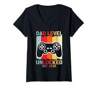 Donna Dad Level Unlocked 2025 Sono salito di livello a Gamer Dad To Be 2025 Maglietta con Collo a V