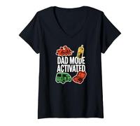 Donna Dad Mode Activated Funny Fatherhood Minivan Parent Graphic Maglietta con Collo a V