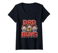 Donna Dad of Boys Maglietta con Collo a V