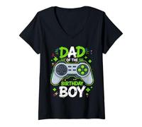 Donna Dad of The Birthday Boy Videogioco Maglietta con Collo a V