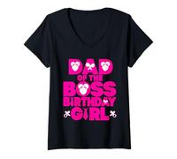 Donna Dad of The Boss Compleanno Ragazza Baby Family Decorazioni Maglietta con Collo a V
