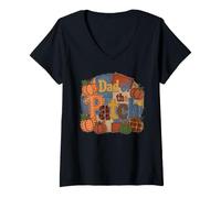 Donna Dad of The Patch - Zucca Autunnale Patchwork Design Maglietta con Collo a V