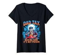 Donna Dad Tax Day Joke for Skeleton Father´s Day Maglietta con Collo a V