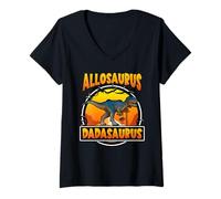 Donna Dadasaurus Allosaurus Dinosaur Dad Dinosaurs Lover Fathers Maglietta con Collo a V