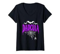 Donna Dadcula Funny Dad Halloween Vampire Spooky Father Costume Maglietta con Collo a V